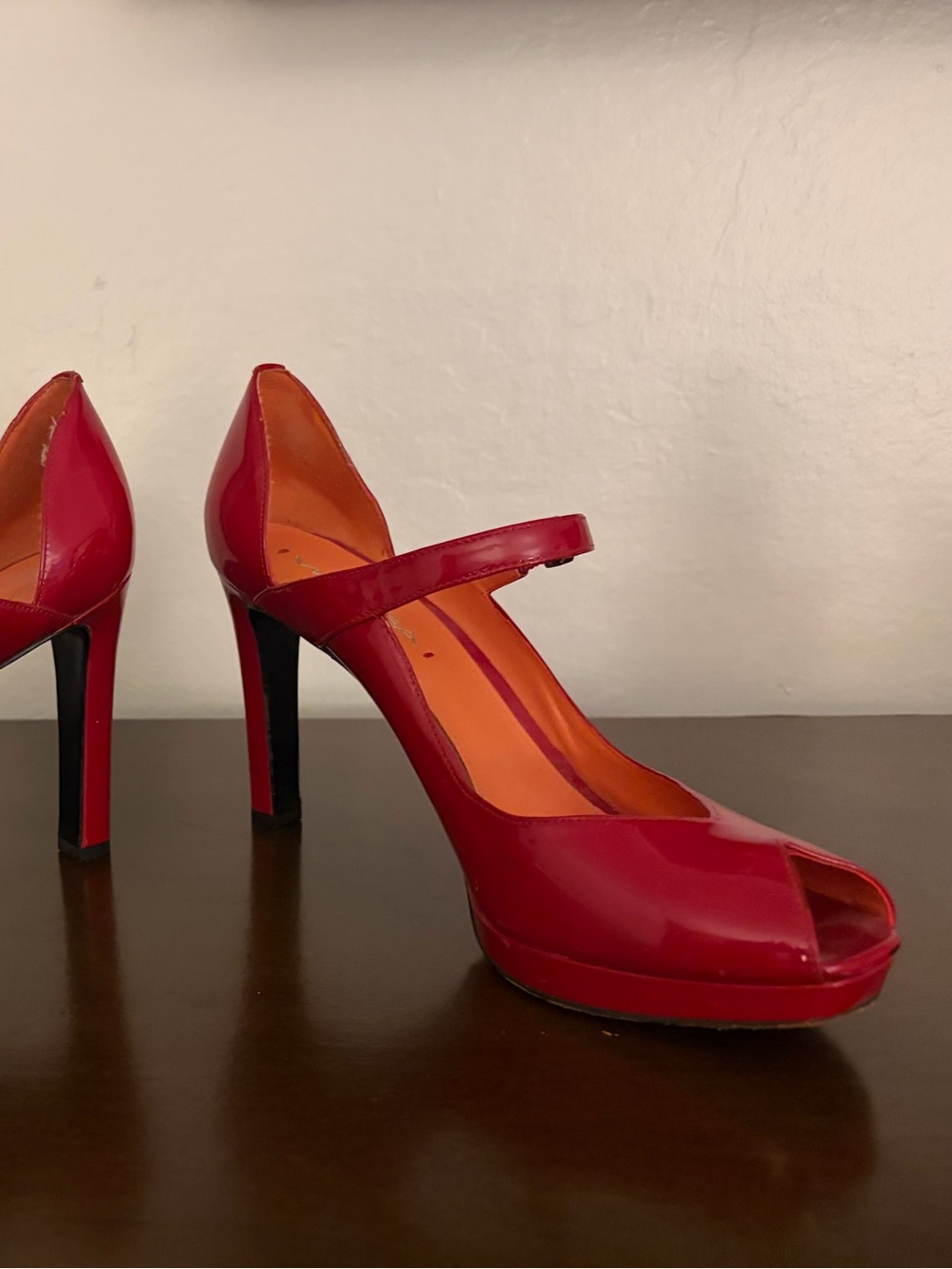 Via Spiga Red Patent Mary Jane High Heel Pumps
